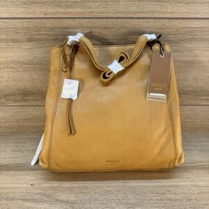 New Margot New York Leather Marcy Tote Shoulder Bag Purse Honey Tan
